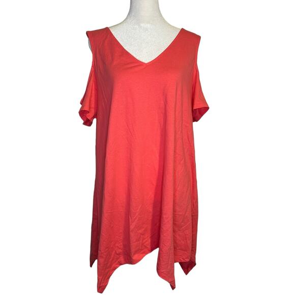 New York & Co pink cold-shoulder short sleeve top size L NWT - Picture 1 of 12